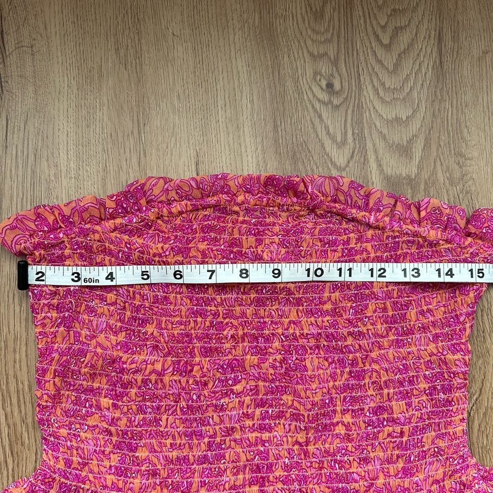 Ramy Brook Smocked Strapless Boho Tassel Swim Cover Up Dress S - Picture 6 of 7